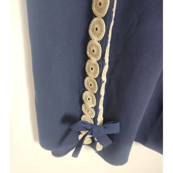 Lilly Pulitzer Women's Sz. 4 Navy & Gold Stella Shift Dress Embroidery Bows - Picture 4 of 7
